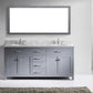 Virtu USA Caroline 72 Double Bathroom Vanity Set in Grey w/ Italian Carrara White Marble Counter-Top | Round Basin