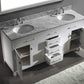 Virtu USA Caroline 72 Double Bathroom Vanity Set in White w/ Italian Carrara White Marble Counter-Top |Ê Round Basin