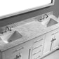 Virtu USA Caroline 72 Double Bathroom Vanity Set in White w/ Italian Carrara White Marble Counter-Top |Ê Square Basin