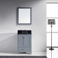 Virtu USA Caroline Avenue 24 Single Bathroom Vanity Set in Grey w/ Black Galaxy Granite Counter-Top | Square Basin