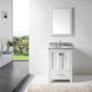 Virtu USA Caroline Avenue 24" Single Bathroom Vanity Cabinet Set in White w/ Italian Carrara White Marble Counter-Top, Round Basin