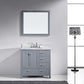 Virtu USA Caroline Avenue 36 Single Bathroom Vanity Set in Grey w/ Italian Carrara White Marble Counter-Top | Round Basin