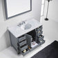 Virtu USA Caroline Avenue 48 Single Bathroom Vanity Set in Grey w/ Italian Carrara White Marble Counter-Top | Square Basin