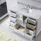 Virtu USA Caroline Avenue 48 Single Bathroom Vanity Set in White w/ Italian Carrara White Marble Counter-Top | Round Basin No Mirror