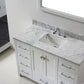 Virtu USA Caroline Avenue 48 Single Bathroom Vanity Set in White w/ Italian Carrara White Marble Counter-Top| Square Basin