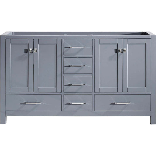 Virtu USA Caroline Avenue 60" Double Bathroom Vanity Cabinet in Grey