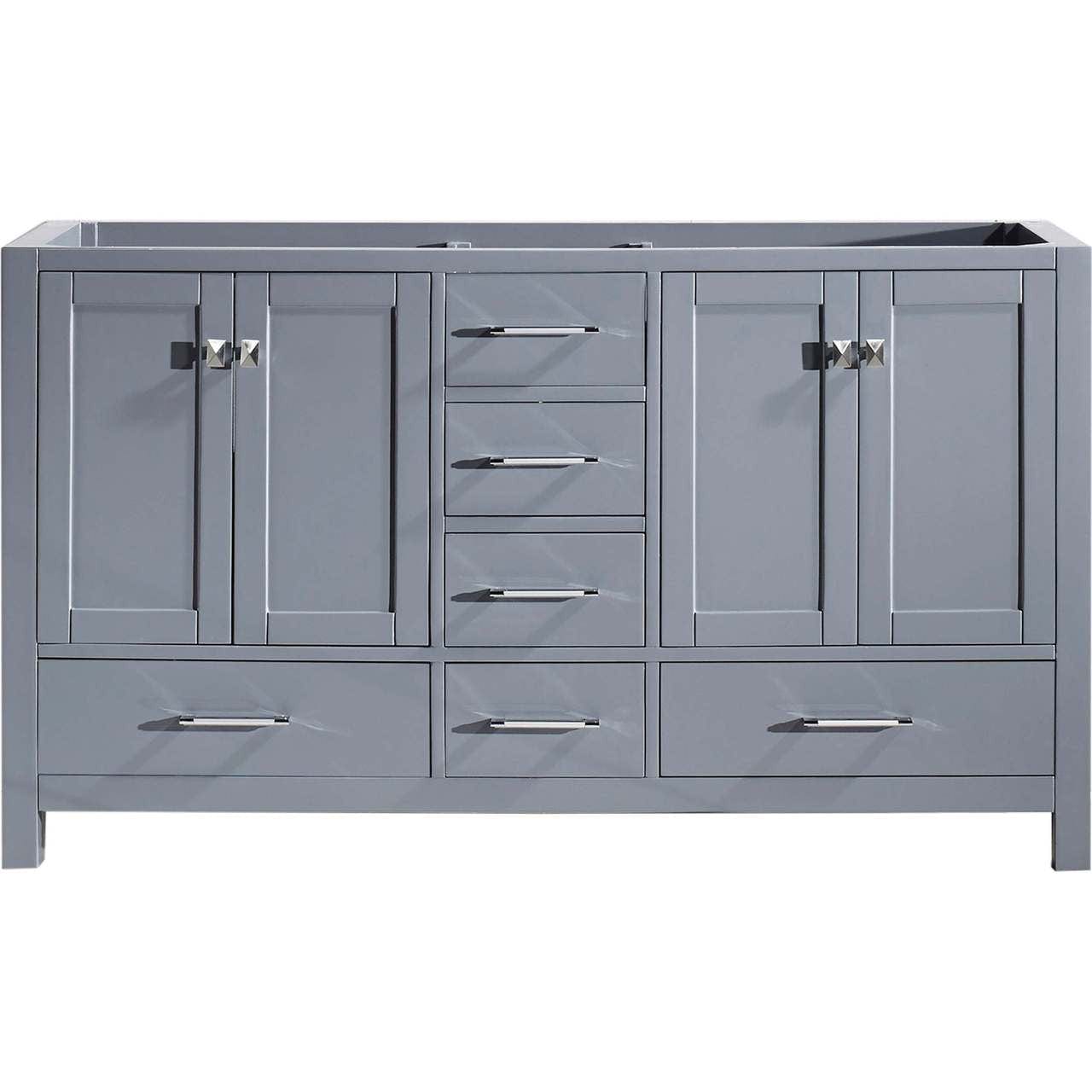 Virtu USA Caroline Avenue 60" Double Bathroom Vanity Cabinet in Grey