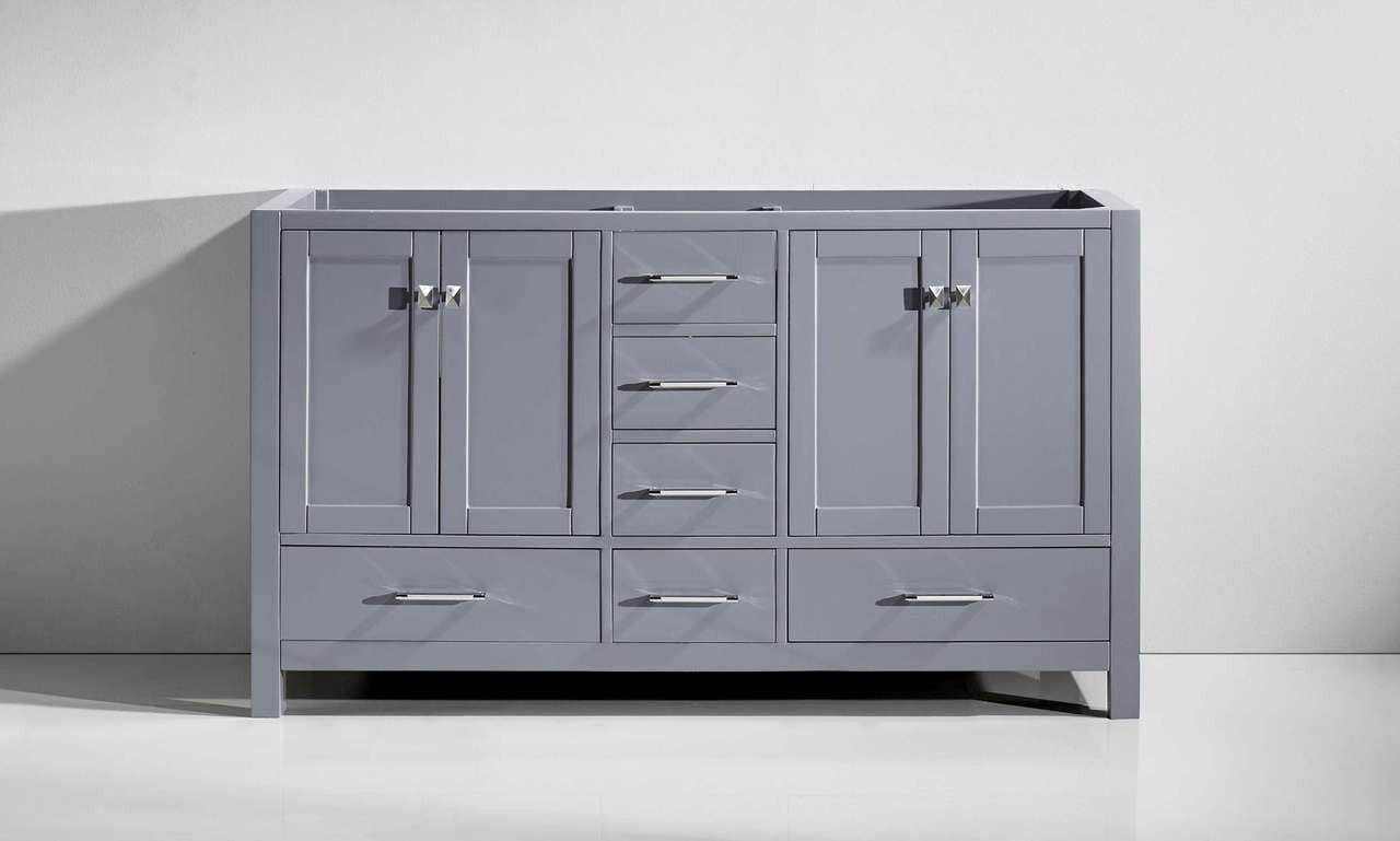 Virtu USA Caroline Avenue 60 Double Bathroom Vanity Cabinet in Grey