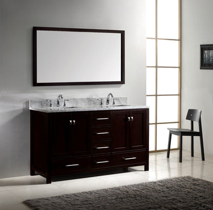 Virtu USA Caroline Avenue 60" Double Bathroom Vanity Cabinet Set in Espresso