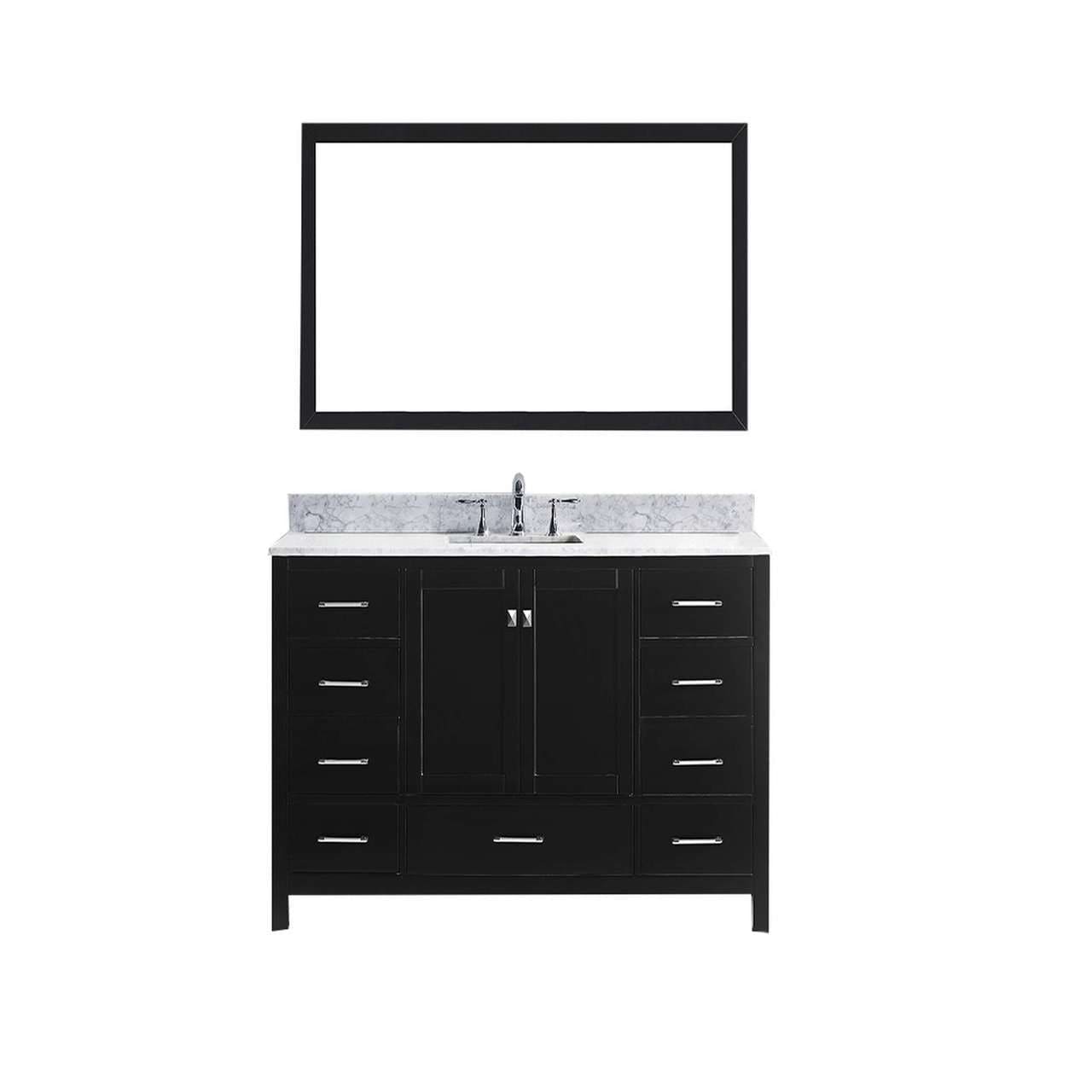 Virtu USA Caroline Avenue 60" Single Bathroom Vanity Set in Espresso w/ Italian Carrara White Marble Counter-Top