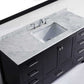Virtu USA Caroline Avenue 60 Single Bathroom Vanity Set in Espresso w/ Italian Carrara White Marble Counter-Top | Square Basin
