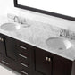 Virtu USA Caroline Avenue 72 Double Bathroom Vanity Set in Espresso w/ Italian Carrara White Marble Counter-Top |Ê Round Basin