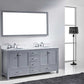 Virtu USA Caroline Avenue 72 Double Bathroom Vanity Set in Grey w/ Italian Carrara White Marble Counter-Top | Round Basin