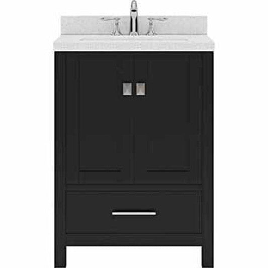 Virtu USA Caroline Avenue Contemporary Espresso 24" Single Oval Sink Vanity with Dazzle White Top