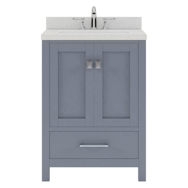 Virtu USA Caroline Avenue Gray Contemporary 24" Single Square Sink Vanity with Dazzle White Top