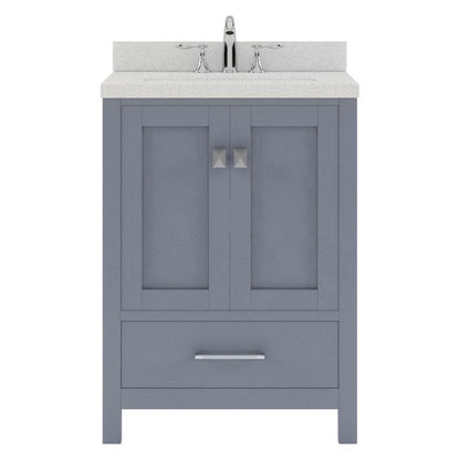 Virtu USA Caroline Avenue Gray Contemporary 24" Single Square Sink Vanity with Dazzle White Top