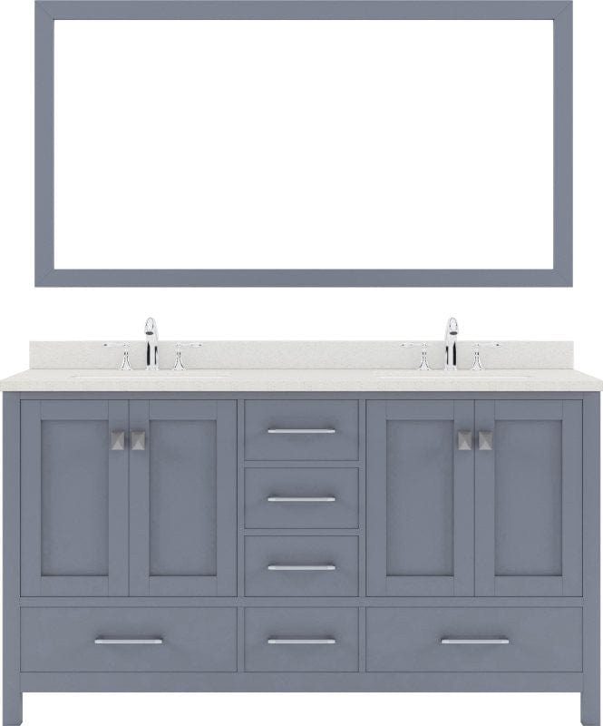 Virtu USA Caroline AvenueÊ Contemporary Grey 60" Double Oval Sink Vanity Set with Dazzle White Top