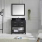 Virtu USA Caroline Estate 36 Single Bathroom Vanity Set in Espresso w/ Black Galaxy Granite Counter-Top | Round Basin