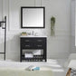 Virtu USA Caroline Estate 36" Single Bathroom Vanity Cabinet Set in Espresso w/ Italian Carrara White Marble Counter-Top, Round Basin