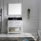 Virtu USA Caroline Estate 36 Single Bathroom Vanity Set in White w/ Black Galaxy Granite Counter-Top | Round Basin