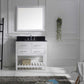 Virtu USA Caroline Estate 36 Single Bathroom Vanity Set in White w/ Black Galaxy Granite Counter-Top | Square Basin
