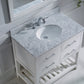 Virtu USA Caroline Estate 36 Single Bathroom Vanity Set in White w/ Italian Carrara White Marble Counter-Top | Round Basin