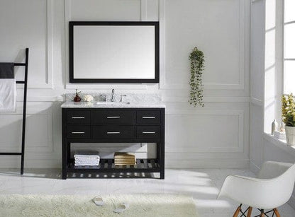 Virtu USA Caroline Estate 48" Single Bathroom Vanity Cabinet Set in Espresso w/ Italian Carrara White Marble Counter-Top