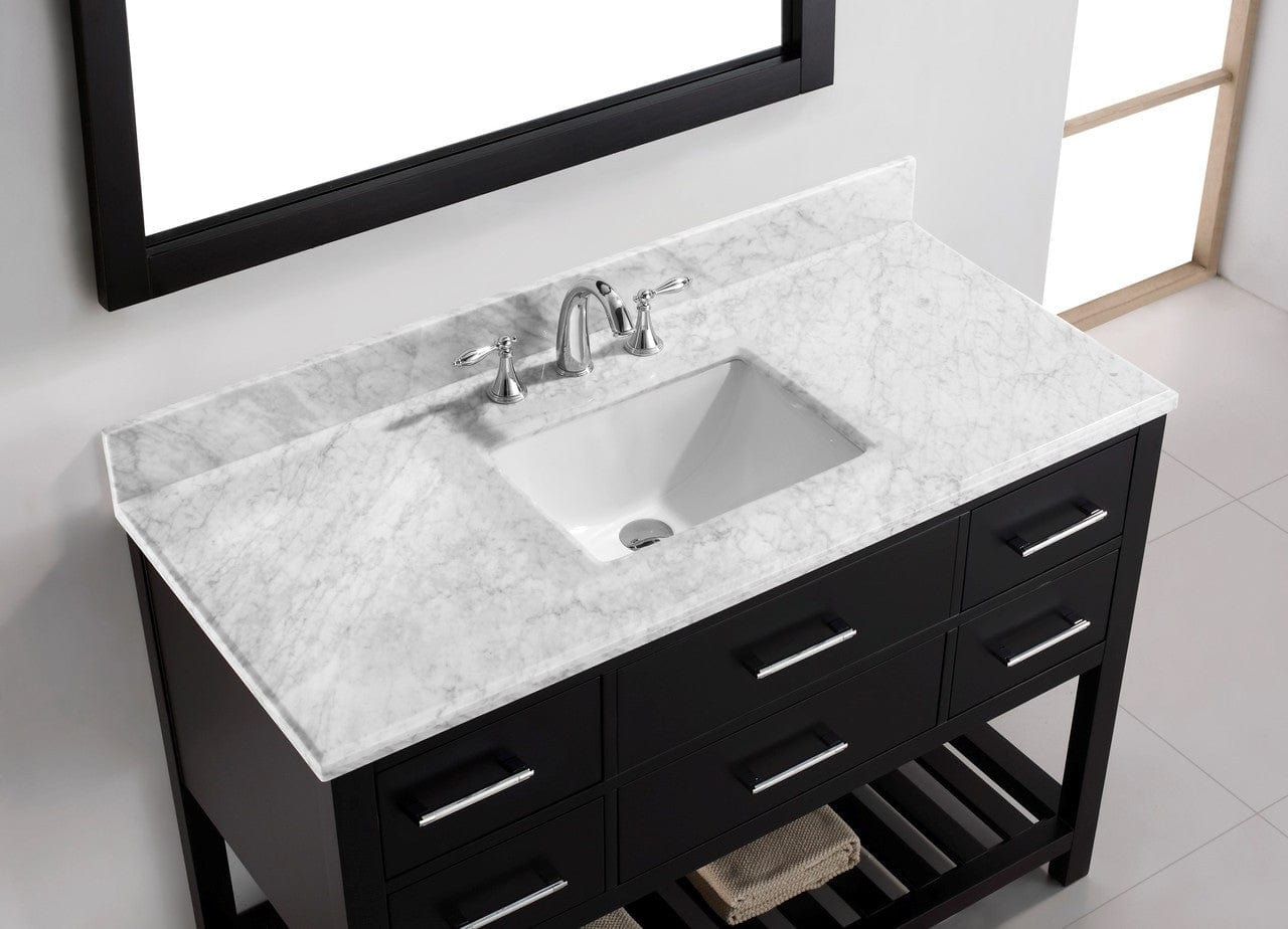 Virtu USA Caroline Estate 48" Single Bathroom Vanity Cabinet Set in Espresso w/ Italian Carrara White Marble Counter-Top