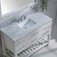 Virtu USA Caroline Estate 48 Single Bathroom Vanity Set in White w/ Italian Carrara White Marble Counter-Top | Square Basin