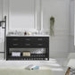 Virtu USA Caroline Estate 60 Double Bathroom Vanity Cabinet Set in Espresso w/ Italian Carrara White Marble Counter-Top | Square Basin