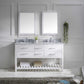Virtu USA Caroline Estate 60 Double Bathroom Vanity Cabinet Set in White w/ Italian Carrara White Marble Counter-Top | Square Basin