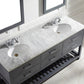 Virtu USA Caroline Estate 72 Double Bathroom Vanity Set in Grey w/ Italian Carrara White Marble Counter-Top |Ê Round Basin