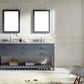 Virtu USA Caroline Estate 72" Double Bathroom Vanity Cabinet Set in Grey w/ Italian Carrara White Marble Counter-Top, Round Basin