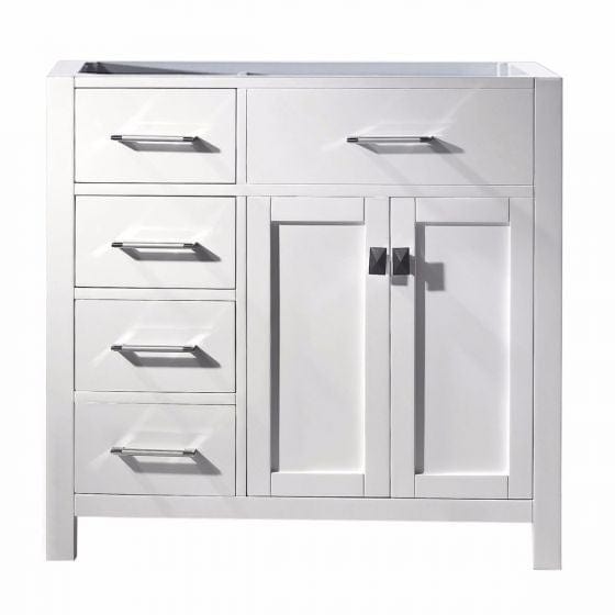 Virtu USA Caroline Parkway 36 Single Bathroom Vanity Cabinet in White | Leftside Drawer