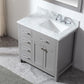 Virtu USA Caroline Parkway 36 Single Bathroom Vanity in Cashmere Grey - Leftside basin w/ Marble Top & Square Sink