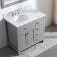 Virtu USA Caroline Parkway 36 Single Bathroom Vanity in Cashmere Grey - Rightside basin w/ Marble Top & Round Sink