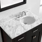 Virtu USA Caroline Parkway 36 Single Bathroom Vanity Set in Espresso w/ Italian Carrara White Marble Counter-Top | Round Basin - Leftside Drawer