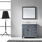 Virtu USA Caroline Parkway 36 Single Bathroom Vanity Set in Grey w/ Italian Carrara White Marble Counter-Top | Square Basin