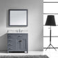 Virtu USA Caroline Parkway 36 Single Bathroom Vanity Set in Grey w/ Italian Carrara White Marble Counter-Top | Square Basin - Leftside Drawer