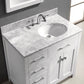 Virtu USA Caroline Parkway 36 Single Bathroom Vanity Set in White w/ Italian Carrara White Marble Counter-Top | Round Basin - Leftside Drawer