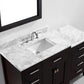 Virtu USA Caroline Parkway 57 Single Bathroom Vanity Set in Espresso w/ Italian Carrara White Marble Counter-Top | Square Basin - Leftside Drawer