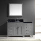 Virtu USA Caroline Parkway 57" Single Bathroom Vanity Set in Grey w/ Black Galaxy Granite Counter-Top | Round Basin