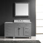 Virtu USA Caroline Parkway 57 Single Bathroom Vanity Set in Grey w/ Italian Carrara White Marble Counter-Top | Square Basin
