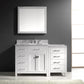 Virtu USA Caroline Parkway 57 Single Bathroom Vanity Set in White w/ Italian Carrara White Marble Counter-Top | Round Basin - Leftside Drawer