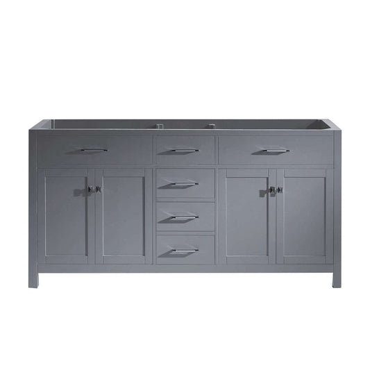 Virtu USA Caroline Parkway 72" Double Bathroom Vanity Cabinet in Grey