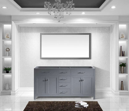 Virtu USA Caroline Parkway 72 Double Bathroom Vanity Cabinet in Grey