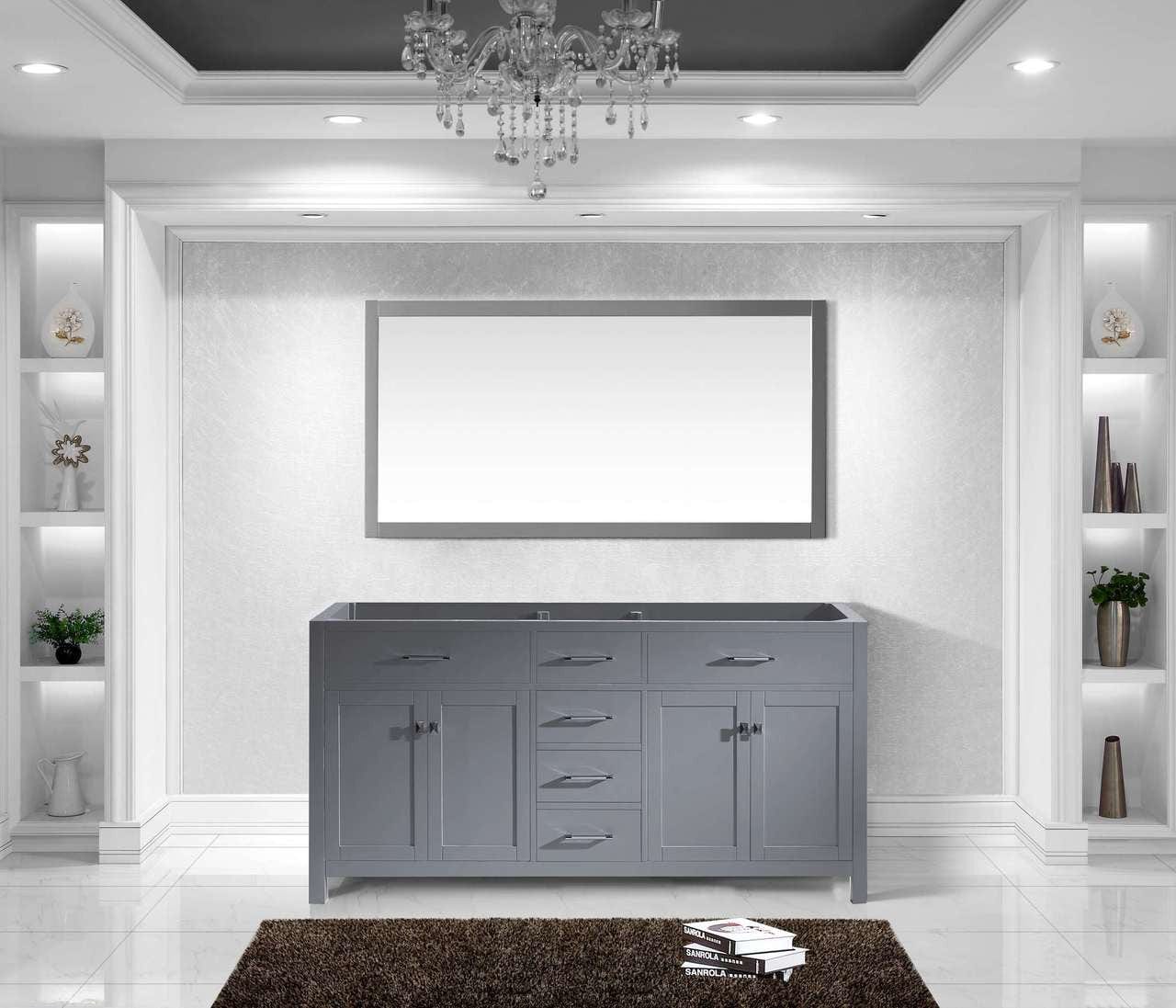 Virtu USA Caroline Parkway 72 Double Bathroom Vanity Cabinet in Grey