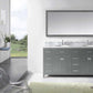 Virtu USA Caroline Parkway 72 Double Bathroom Vanity Set in Grey w/ Italian Carrara White Marble Counter-Top | Round Basin