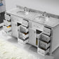 Virtu USA Caroline Parkway 72 Double Bathroom Vanity Set in White w/ Italian Carrara White Marble Counter-Top |Ê Round Basin