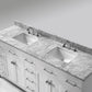 Virtu USA Caroline Parkway 72 Double Bathroom Vanity Set in White w/ Italian Carrara White Marble Counter-Top | Square Basin